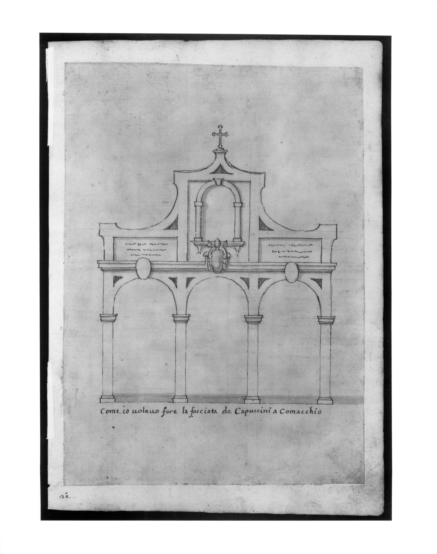 Proposed elevation for the facade of Santa Maria in Aula Regia, Comacchio