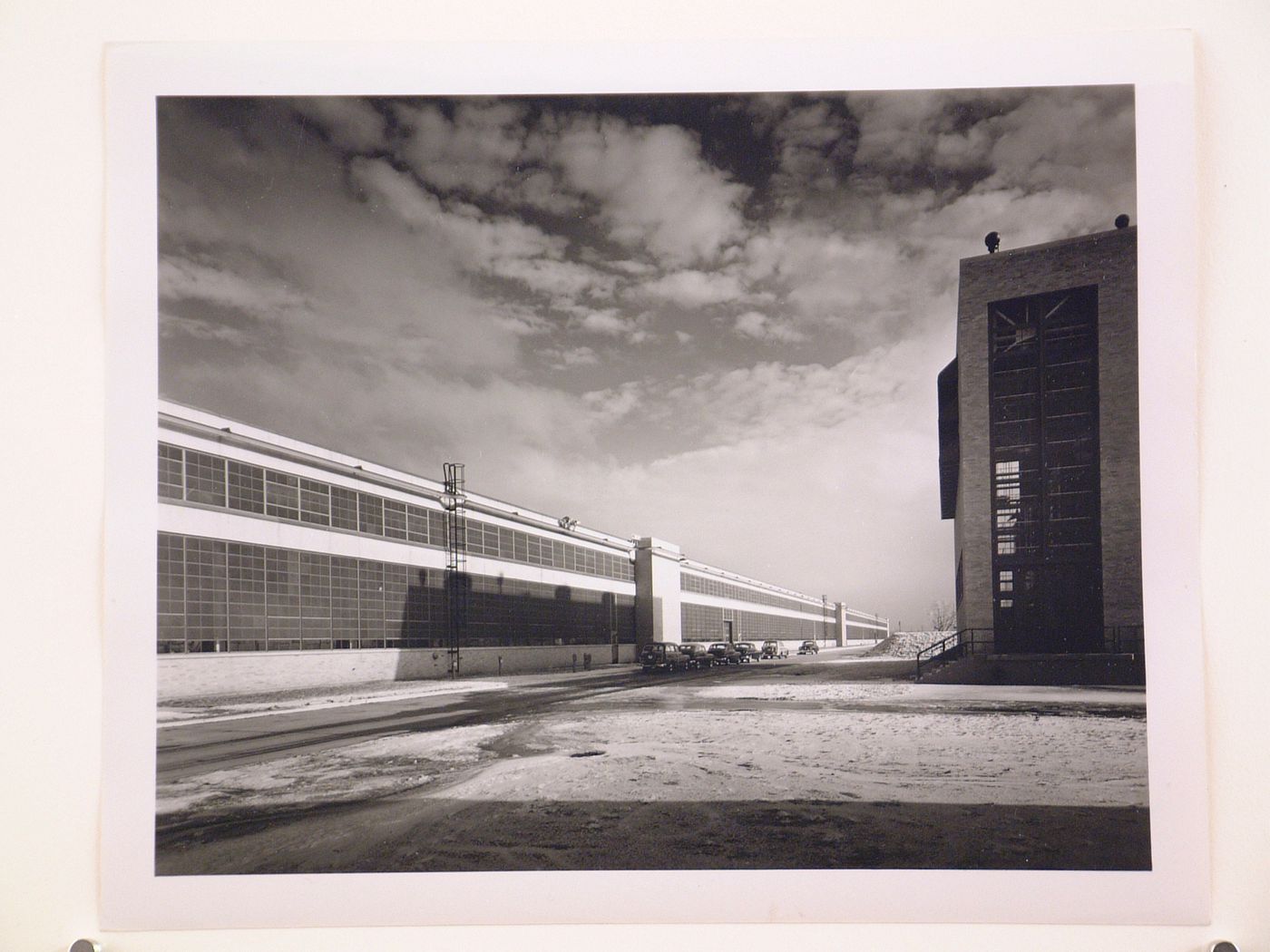 View of the south façade of the Assembly Building with the Boiler House on the right, Ford Motor Company Lincoln-Mercury division Automobile Assembly Plant, Saint Louis, Missouri