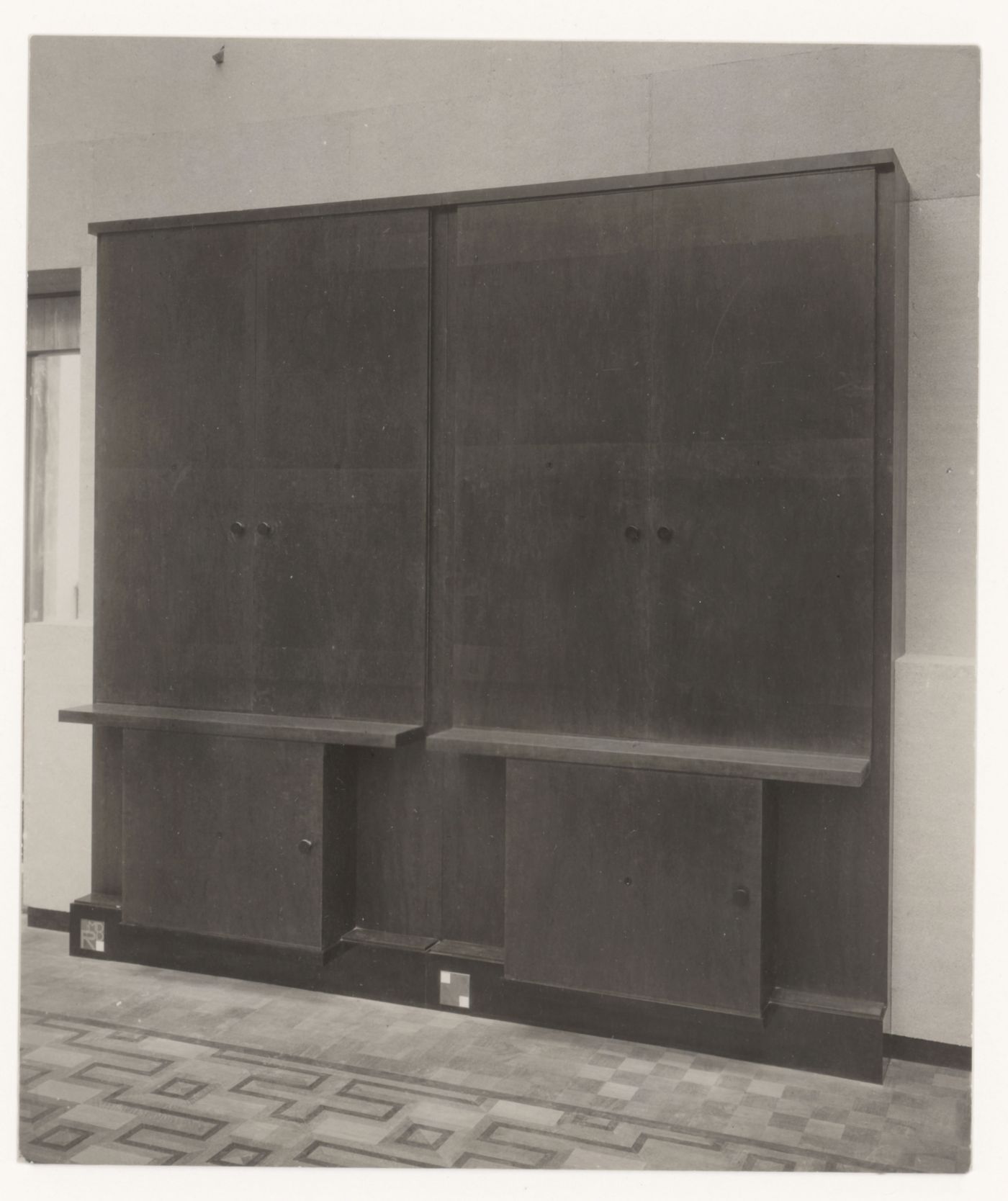 View of a wood cabinet designed by J.J.P. Oud for museum Boymans, Rotterdam, Netherlands