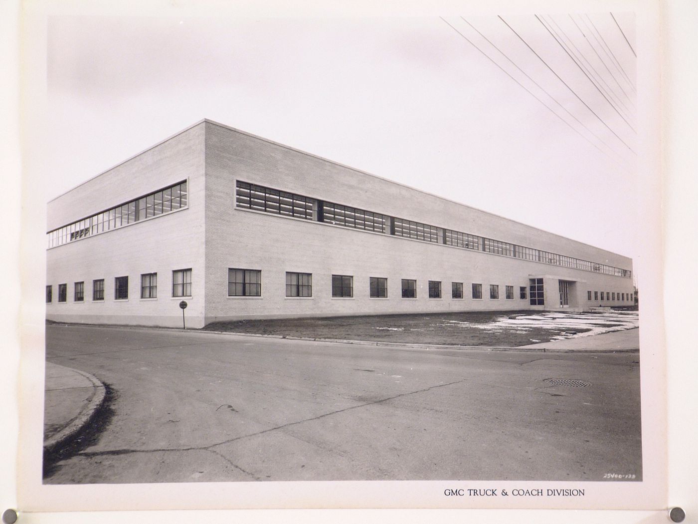 View of the north and east façades of the Engineering [?] Building, General Motors Corporation Truck and Coach division Pontiac Plant, Pontiac, Michigan