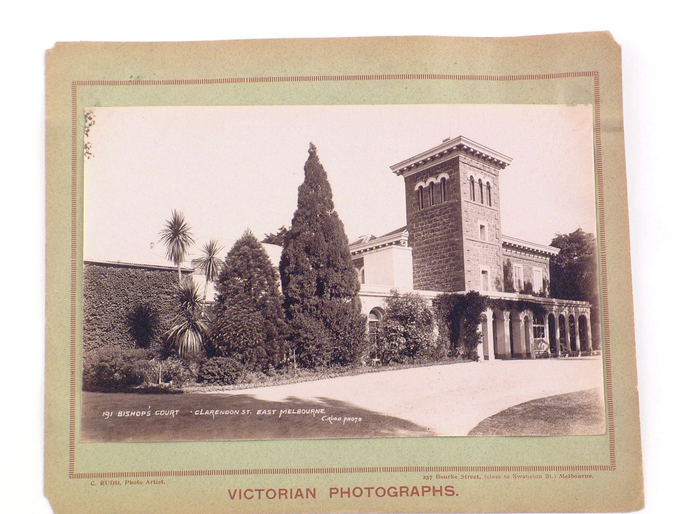 View of the principal façade of Bishopscourt, Clarendon Street East, Melbourne, Australia